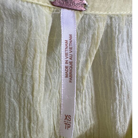 Free People Maria Maria Lace Blouse Butter Yellow Oversized XS Boho Festival - Picture 8 of 9